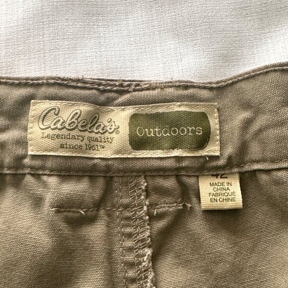 Cabelas Mens Cargo Shorts Khaki & Gray Elastic Waist 6 Pockets Hunting Camping - Picture 5 of 10